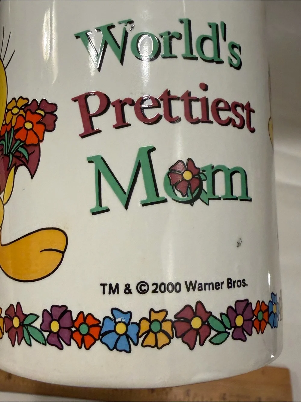 TWEETY BIRD MUG COFFEE CUP WORLD'S PRETTIEST MOM 2000 WARNER BROS GIFT FOR MOM